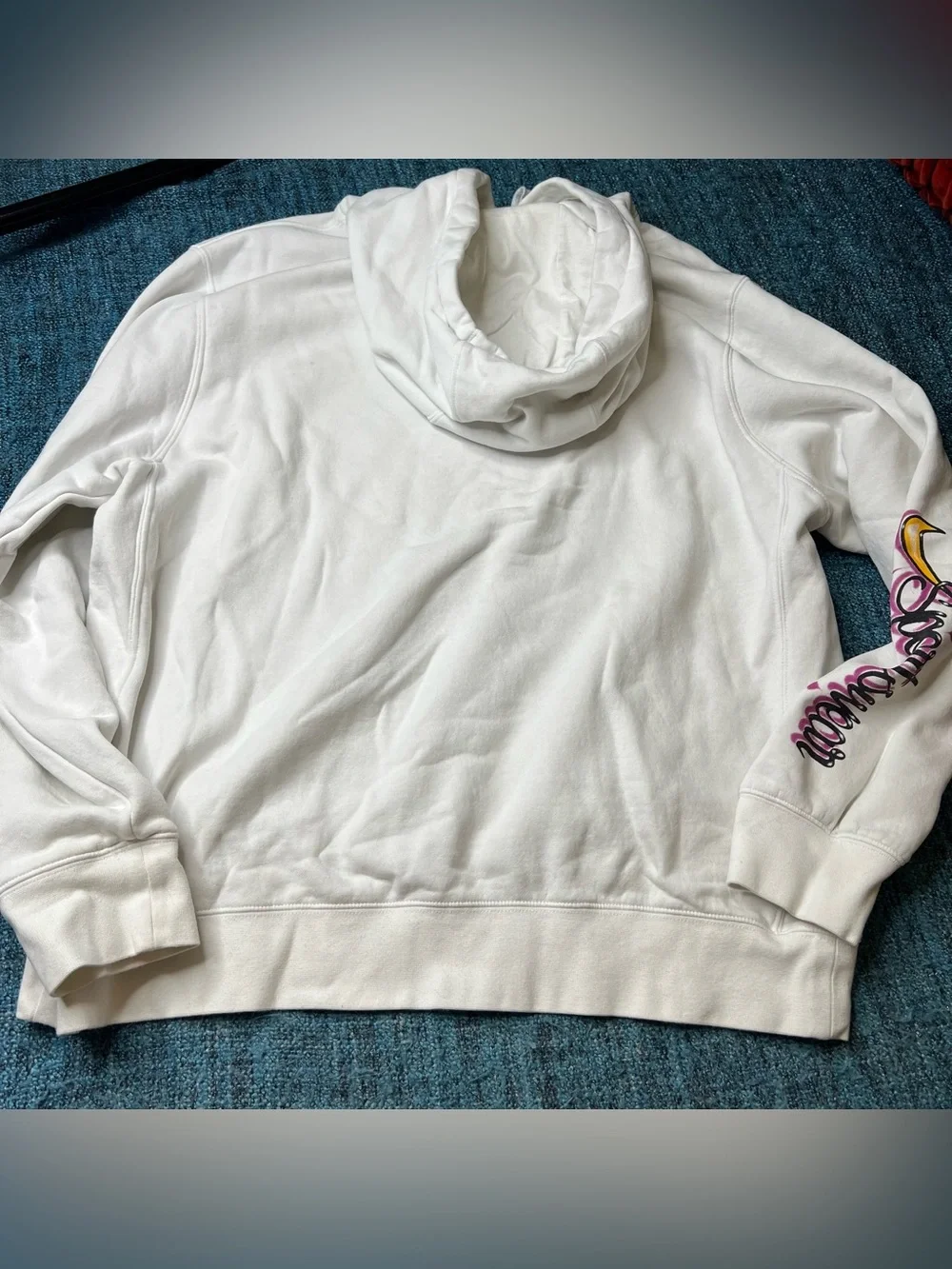 Nike Air Brush Fleece Pullover Hoodie Retro Men's Size XL White Pink Yellow